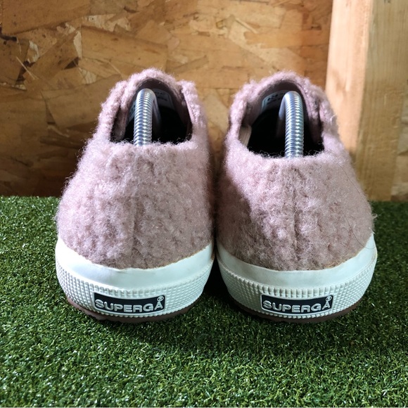 Superga Curly Wool S00EH60 Mauve Pink Lace Up Sneakers Shoes Women’s 8 - Picture 4 of 8